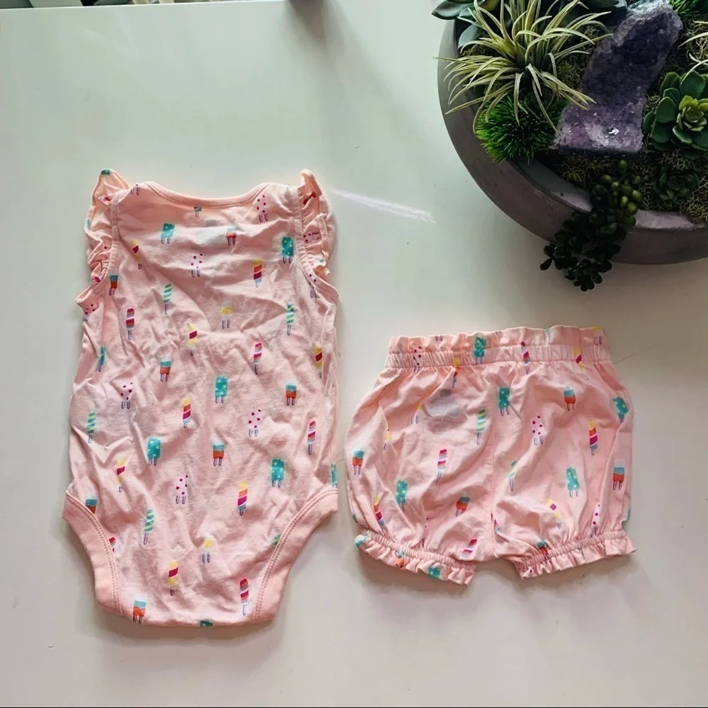 Baby Gap Summer pink popsicle onesie shorts 3-6 m